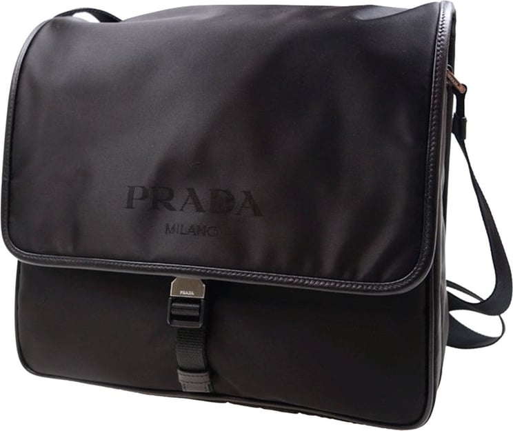 Prada Flap Bag Black Man Fabric + Saffiano Mod.2VD166 2E9S F0002