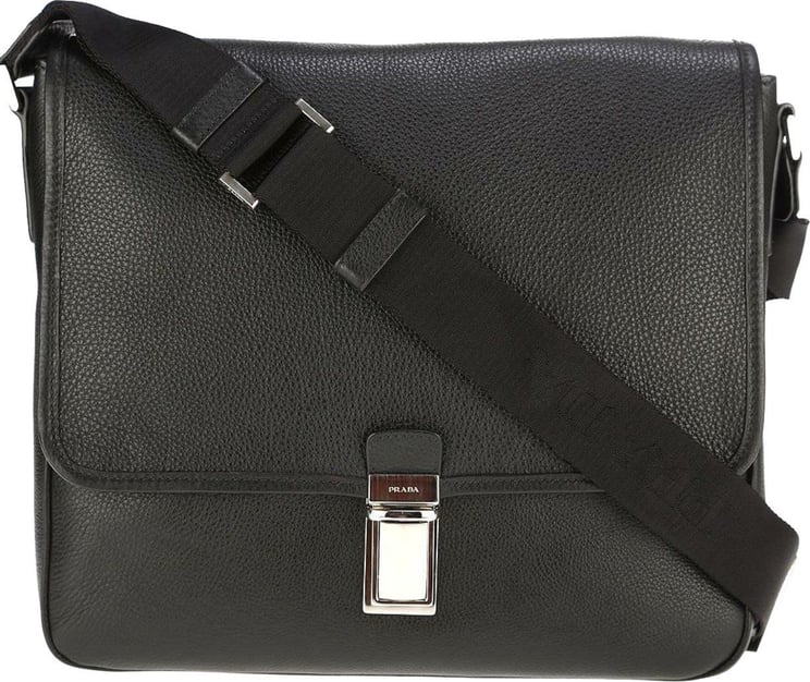 Prada Flap Bag Black Man Leather Shoulder Strap Mod.2VD054 2A6P F0002