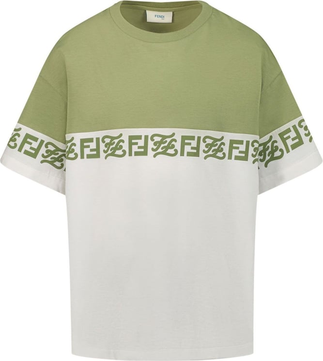 Fendi Kinder T-shirt Olijf Groen Groen
