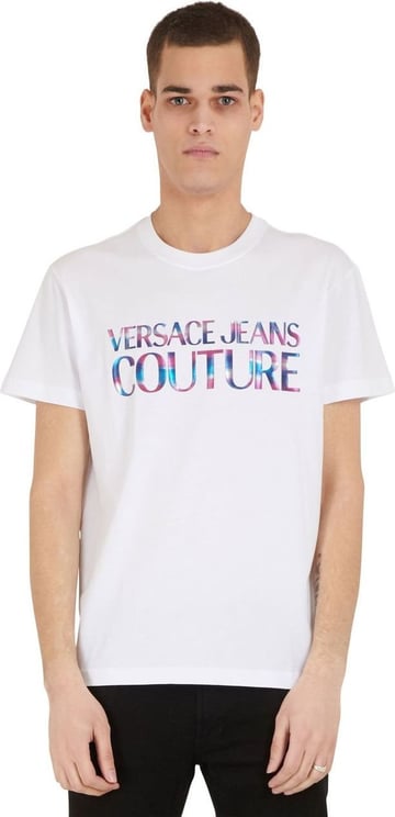 Versace Jeans Couture Kleurrijke naam print t-shirt wit Wit