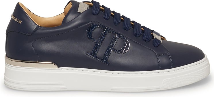 Philipp Plein Leather lo-top sneakers dark blue Blauw