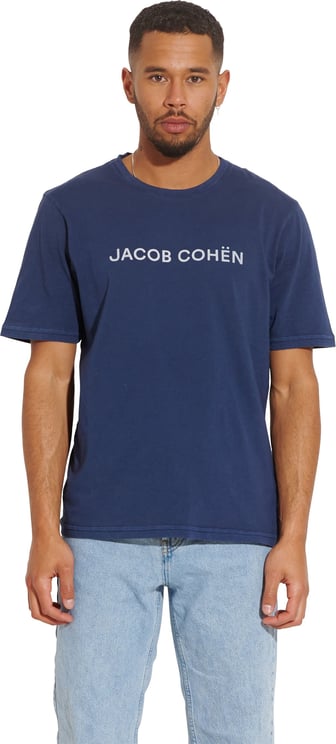 Jacob Cohen Jacob darkblue tee letters Blauw
