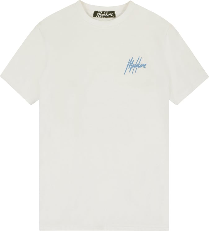 Malelions Men Wave Graphic T-Shirt-White/Blue Wit