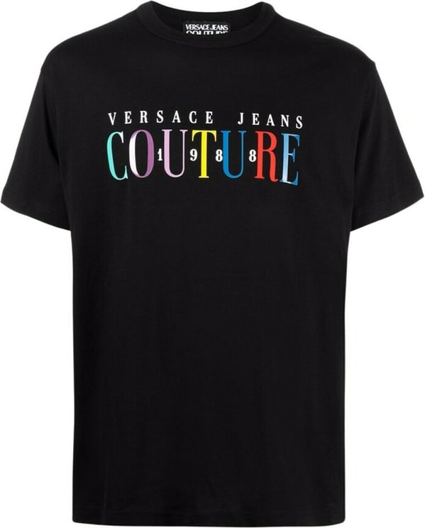 Versace Jeans Couture T-shirt Man Logo Rainbow T-shirt 72gaht06.899 Zwart