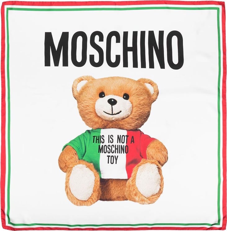 Moschino Teddy Bear Logo Scarf Wit