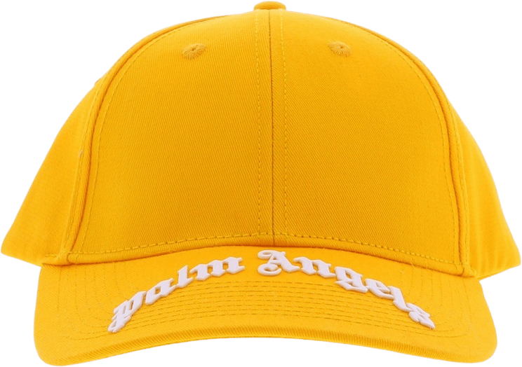 Palm Angels Curved Logo Cap Yellow White Geel