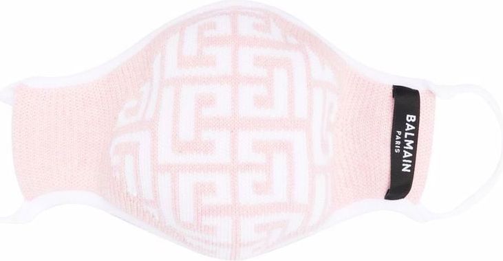 Balmain Logo-intarsia knitted cotton face m Roze