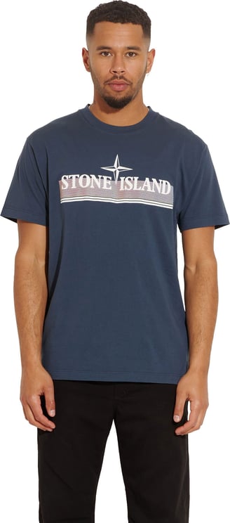 Stone Island logo print T-shirt Blauw