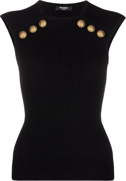 Balmain Button-embellished knitted Zwart