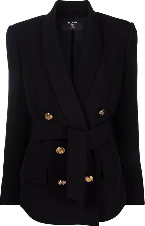 Double-breasted belted blazer