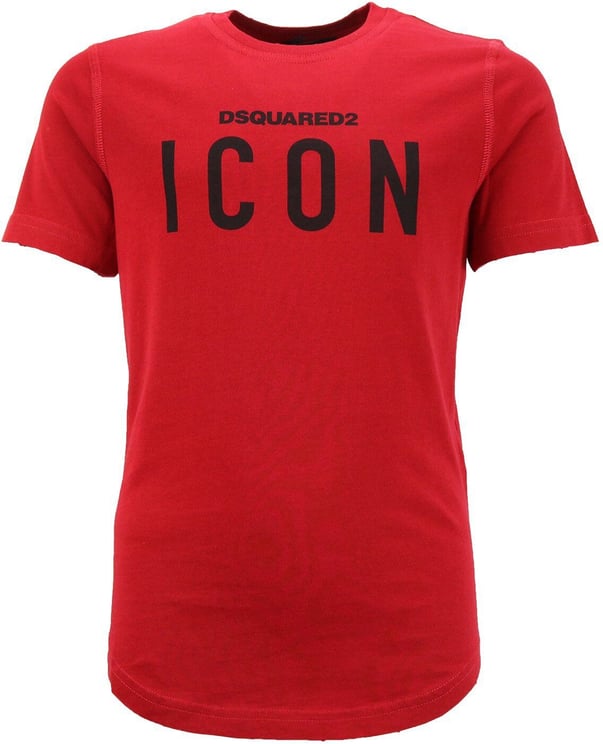 Dsquared2 Icon Shirt Rood Met Zwarte Opdruk Wit