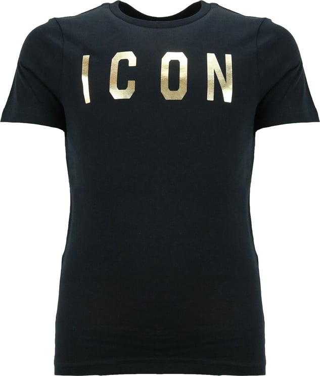 Dsquared2 Icon Shirt Zwart Met Gouden Opdruk Zwart