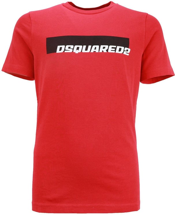 Dsquared2 Shirt Rood Met Logo In Wit/Zwart Rood