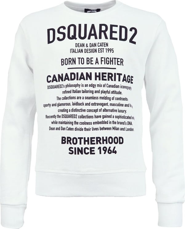 Dsquared2 Sweater Brotherhood Wit Slim Fit Wit