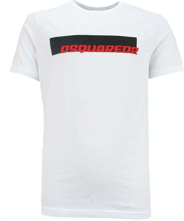 Dsquared2 Shirt Wit Met Logo In Rood/Zwart Wit