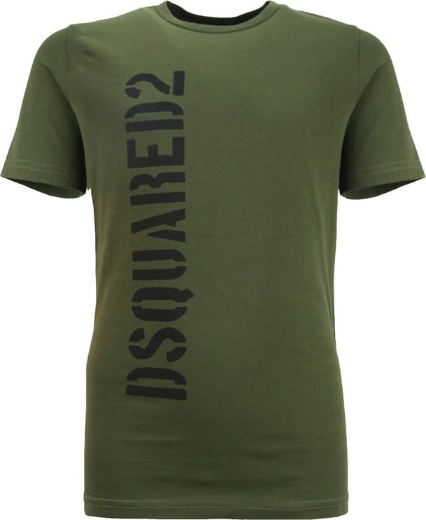 Dsquared2 Shirt Army Met Verticaal Logo Zwar Groen