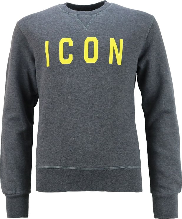 Icon Sweater Grijs Met Gele Opdruk