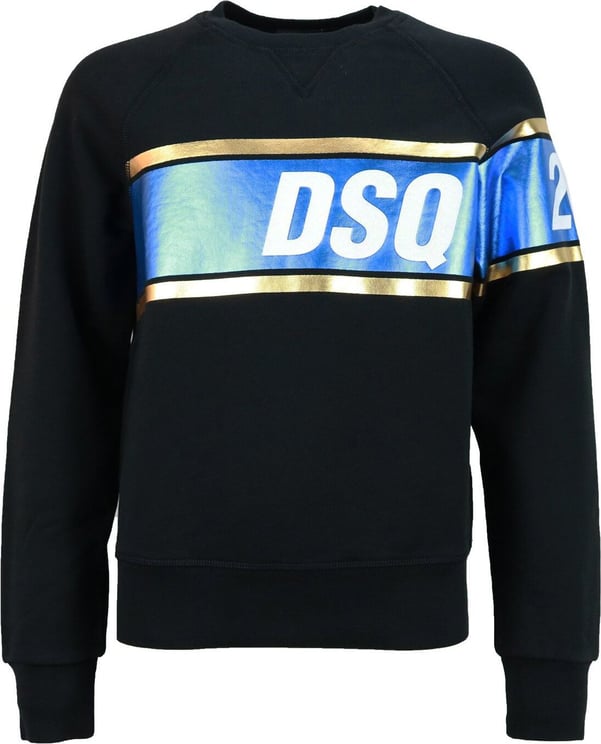 Dsquared2 Sweater Zwart Met Metal Print Zwart