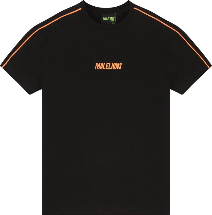 Malelions Coach T-Shirt- Black/Neon Orange Zwart