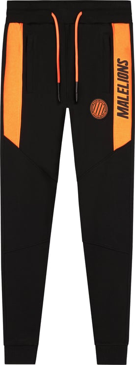 Malelions Coach Trackpants- Black/Neon Orange Zwart