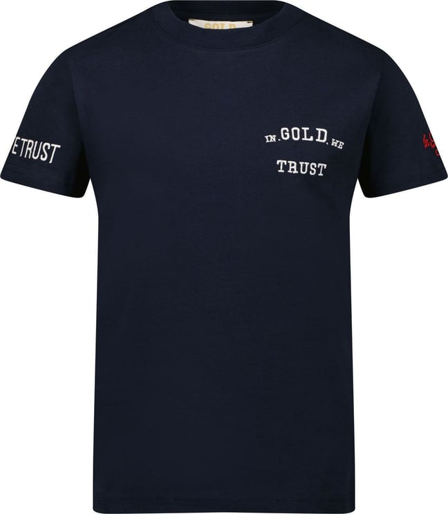 In Gold We Trust Kinder T-shirt Navy Blauw