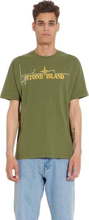 Stone Island logo print T-shirt Groen