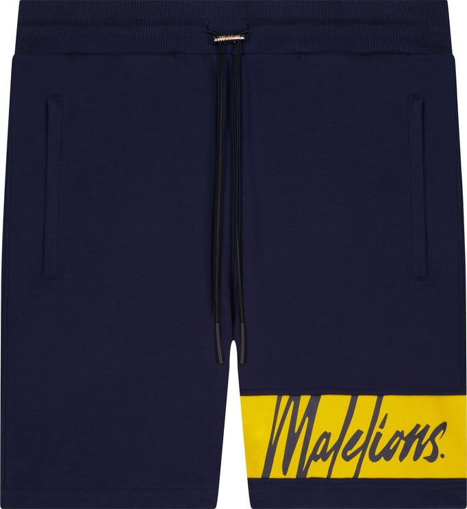 Malelions Captain Short - Navy/Yellow Blauw