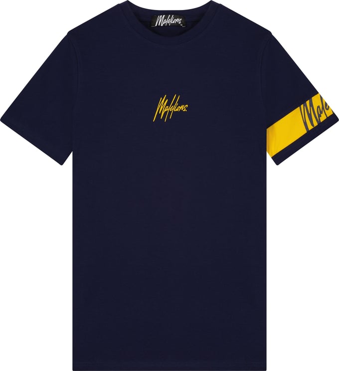 Malelions Captain T-Shirt - Navy/Yellow Blauw