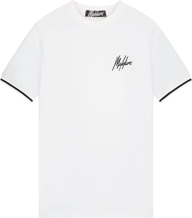 Malelions Striped T-Shirt - White/Black Wit