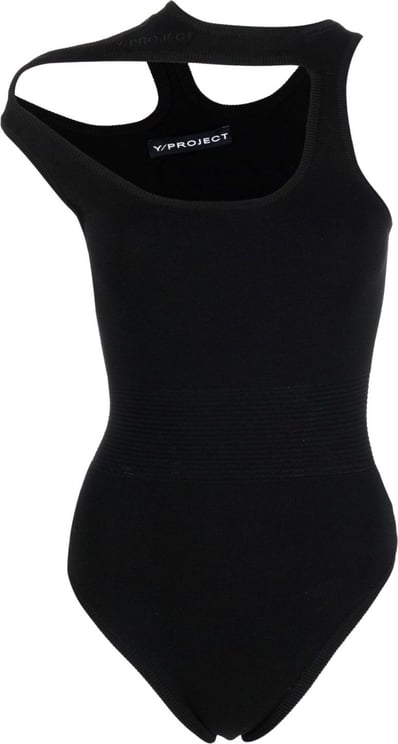 Y-project Three Collar Knit Bodysuit Black Zwart