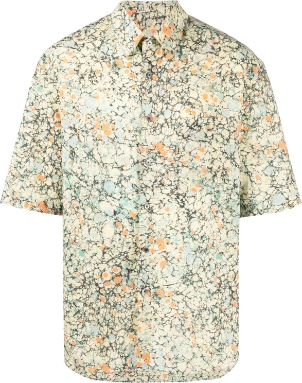 Printed Regular Collar Ss Shirt Pale Sage/coral