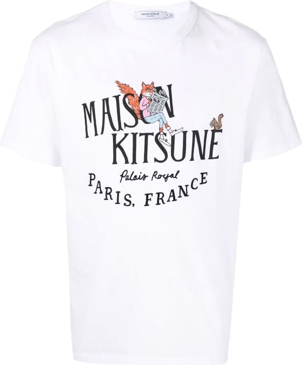 Maison Kitsuné Oly Palais Royal News Classic T-shirt White Wit