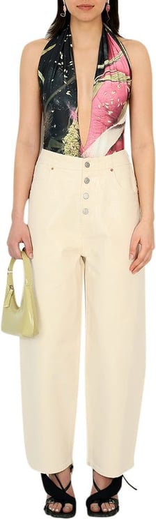MM6 Maison Margiela Cropped 5 Pockets Pants Dirty White Wit