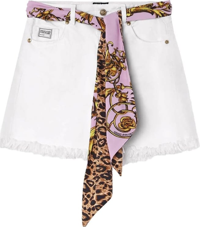 Versace Jeans Couture White Shorts With Foulard Scarf White Wit