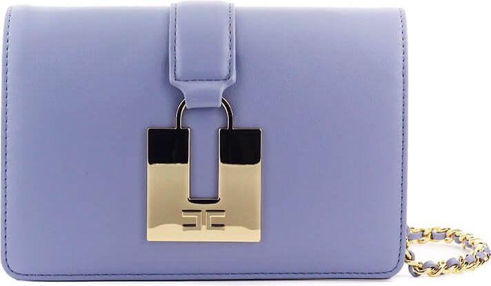 Elisabetta Franchi Maxi Padlock Hydrangea Crossbody Bag Blue Blauw