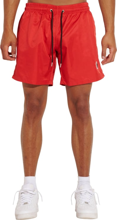 red bathing shorts