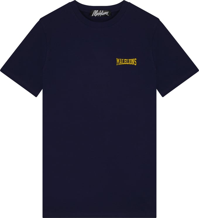 Malelions Boxer T-Shirt - Navy/Yellow Blauw