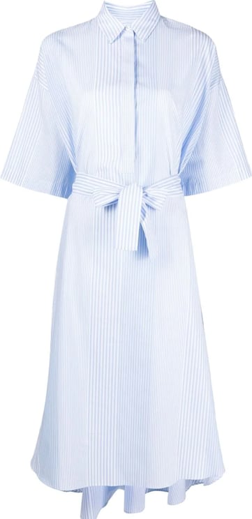 Maison Kitsuné Shirt Dress Light Blue Stripes Blauw