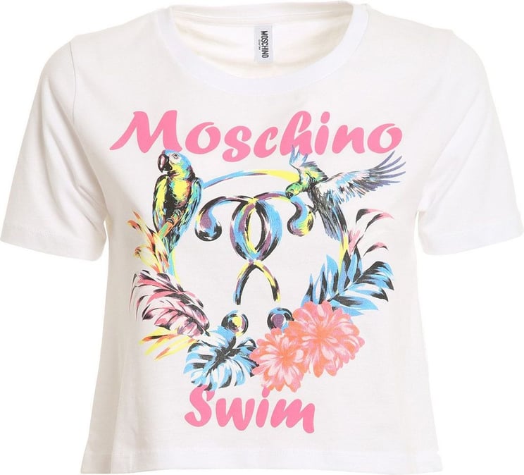Moschino T-shirt Crop Con Stampa Floreale Wit