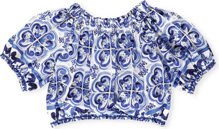 Dolce & Gabbana Shirts Tris Maioliche F.bco Blauw