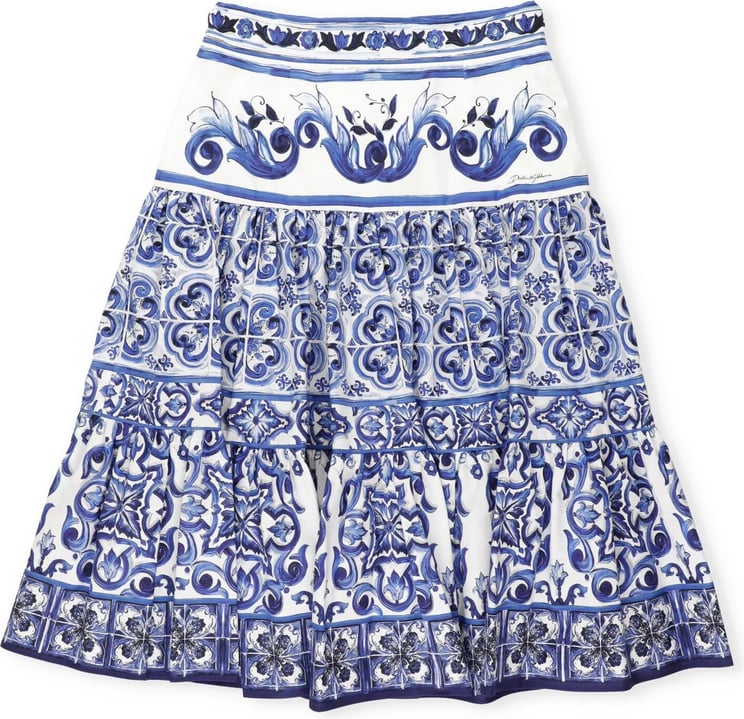 Dolce & Gabbana Skirts Tris Maioliche F.bco Blauw