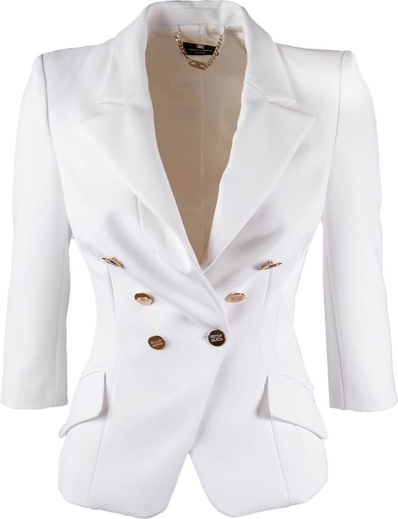 Elisabetta Franchi White Double-breasted Suit Jacket White Wit