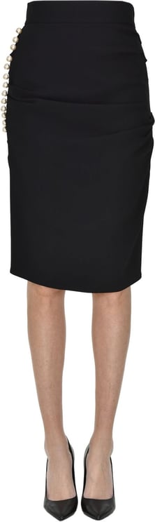 Elisabetta Franchi Draped Pencil Skirt Zwart