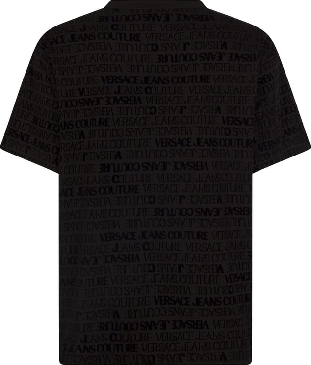 Versace Jeans Couture Versace Jeans Couture Logo Flock Jersey Print T-Shirt Senior Black Zwart