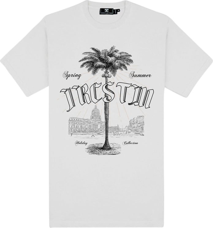 JorCustom Palm Slim Fit T-Shirt White Wit