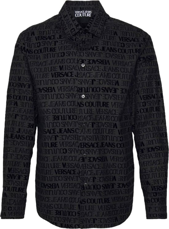 Versace Jeans Couture Print Logo Flock Overhemd Zwart