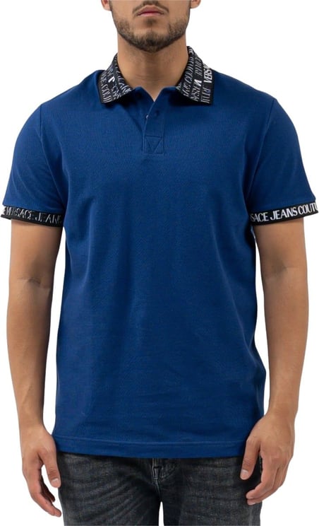 Versace Jeans Couture R Logo Allover Polo Blauw