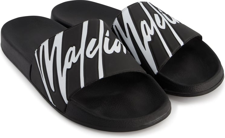 Malelions Junior Signature Slides-Black/White Zwart