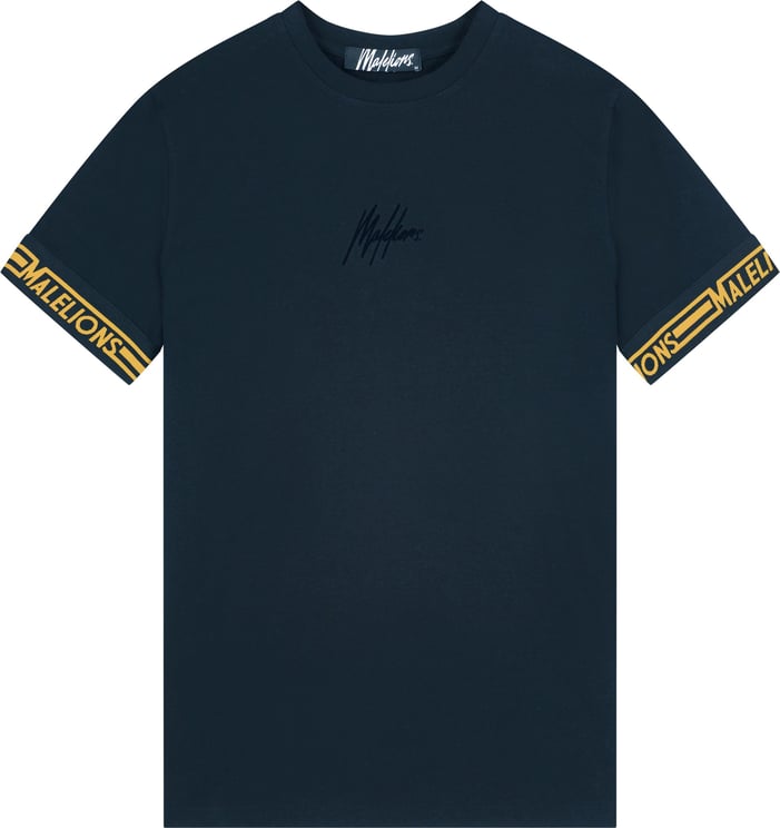 Malelions Venetian T-Shirt - Navy/Gold Blauw