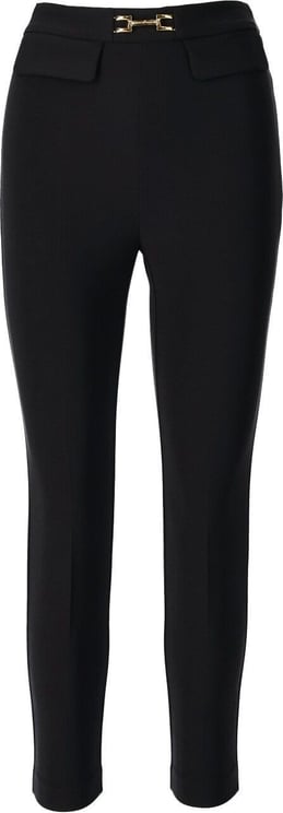 Elisabetta Franchi Black Skinny Trousers With Logo Black Zwart